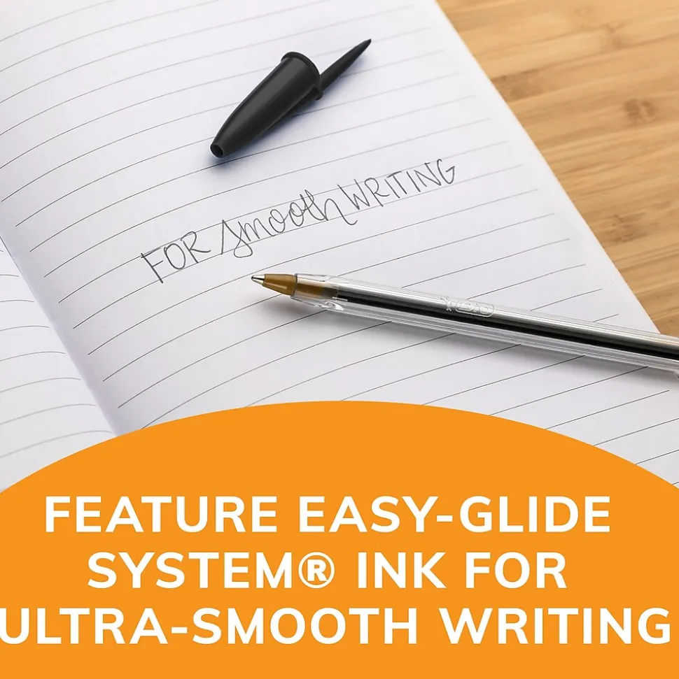 BIC Cristal Xtra Smooth Ballpoint Pen, Medium Point, Black Ink, 24/Box, 6 Boxes/Pack (MS144E-BLK)