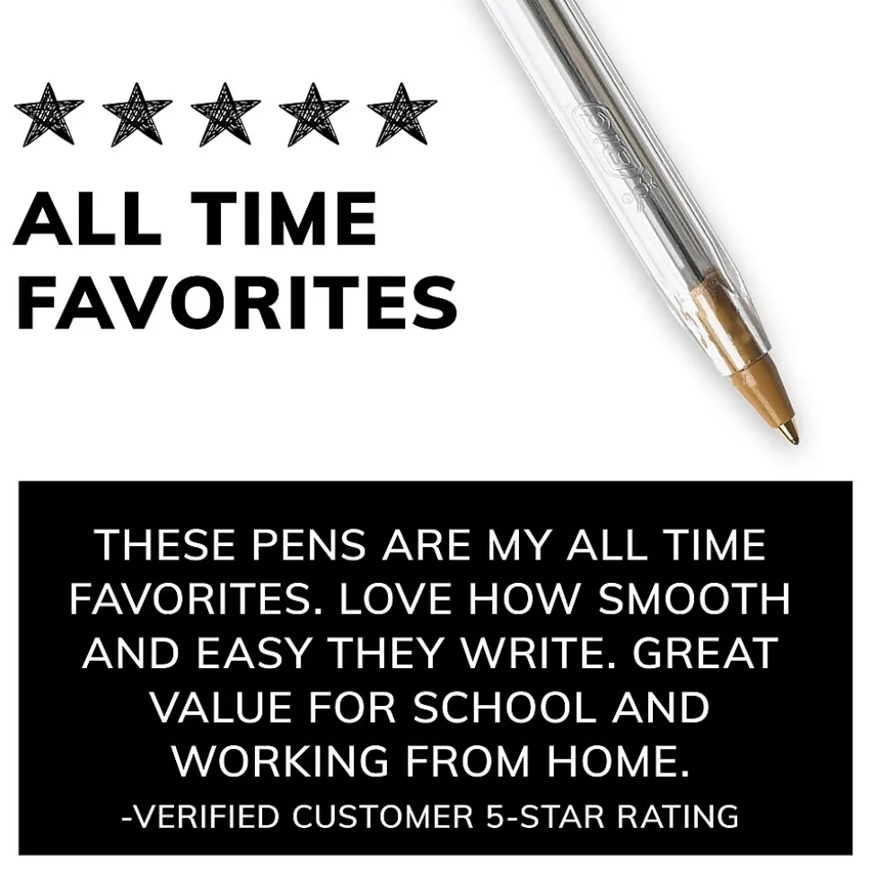 BIC Cristal Xtra Smooth Ballpoint Pen, Medium Point, Black Ink, 24/Box, 6 Boxes/Pack (MS144E-BLK)