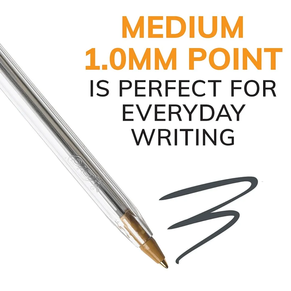 BIC Cristal Xtra Smooth Ballpoint Pen, Medium Point, Black Ink, 24/Box, 6 Boxes/Pack (MS144E-BLK)