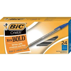 BIC Cristal Xtra-Bold Ballpoint Pens, Bold Point, 1.6mm, Blue Ink, 24/Pack (MSBP241-BLU)