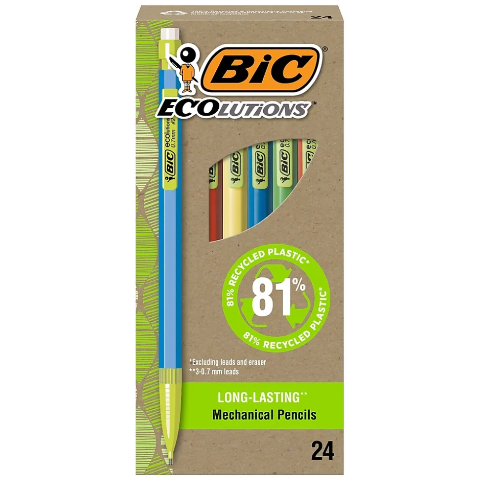 BIC Ecolutions Mechanical Pencils, 0.7mm, #2 Medium Lead, 24/Pack (MPE24-BLK)