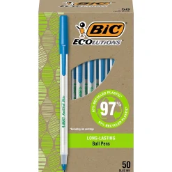 BIC Ecolutions Round Stic Ballpoint Pens, Medium Point, Blue Ink, 50/Pack (GSME509-BLU)