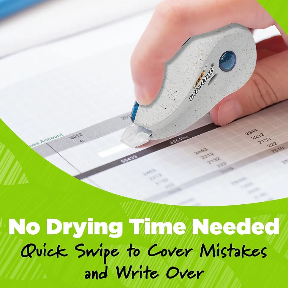 BIC Ecolutions Wite-Out Brand Correction Tape, White, 2/Pack (WOET21-WHI)