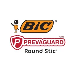 BIC Prevaguard Round Stic Ballpoint Pen, Medium Point, Black Ink, 8/Pack (GSAMP81-BLK)