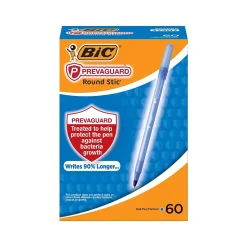 BIC PrevaGuard Round Stic Ballpoint Pen, Medium Point, Blue Ink, 60/Pack (GSAM60-BLU)