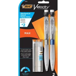 BIC Velocity Max Mechanical Pencil, 0.5mm, #2 Hard Lead, 2/Pack (MPMX5P21BLK)