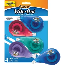 BIC Wite-Out Correction Tape, White, 4/Pack (50589)