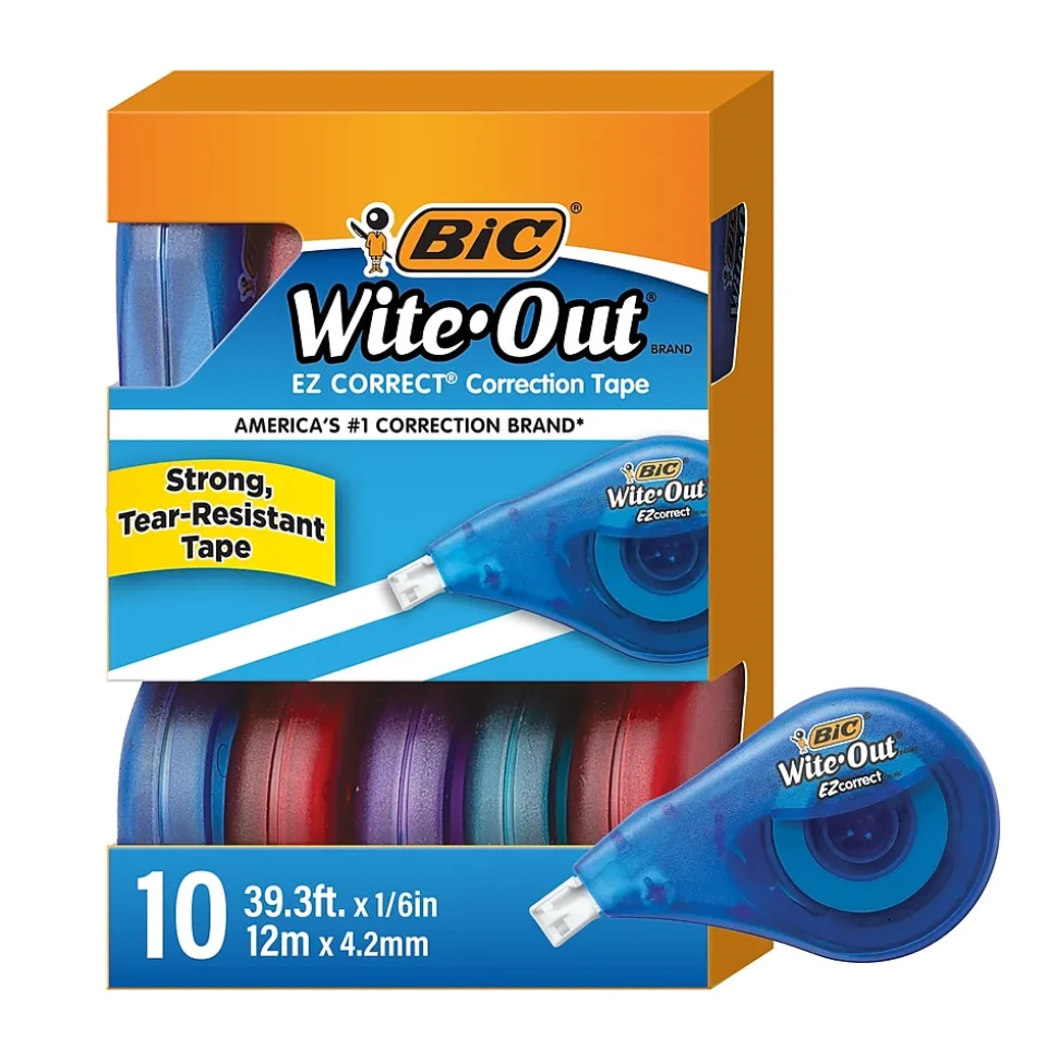 BIC Wite-Out EZ Correct Correction Tape, White, 10/Pack (50790)