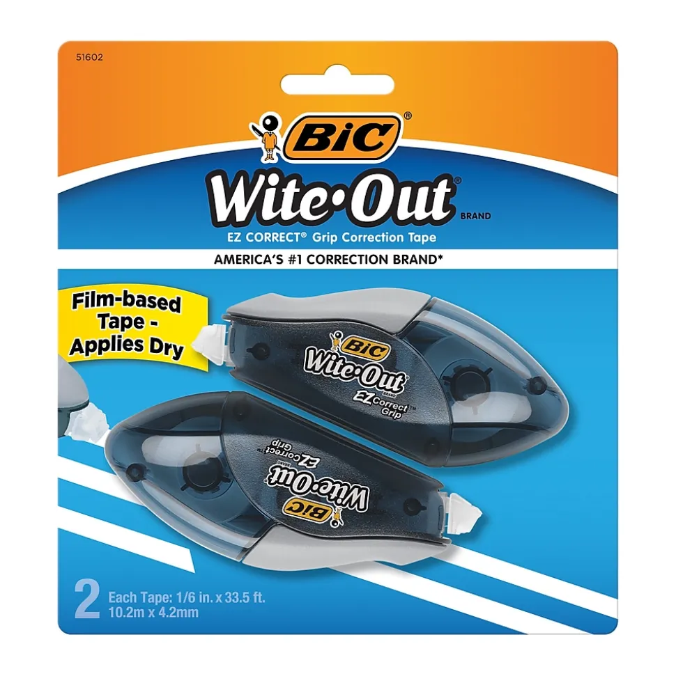 BIC Wite-Out EZ Grip Correction Tape, White, 2/Pack (WOECGP21)