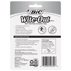 BIC Wite-Out Mini Correction Tape, White, 2/Pack (50754)
