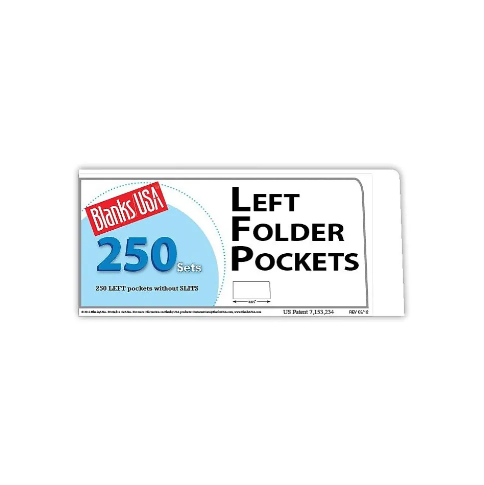 Blanks/USA® 8 7/8" x 4" 10 Pt. Left Folder With One Pocket, Cast Coat White, 250/Pack