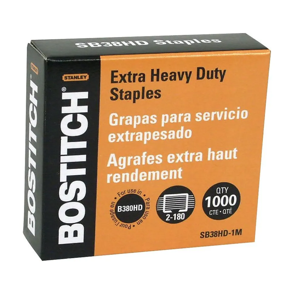 Bostitch 1" Length High Capacity Staples, Full Strip, 1000/Box (SB38HD-1M)