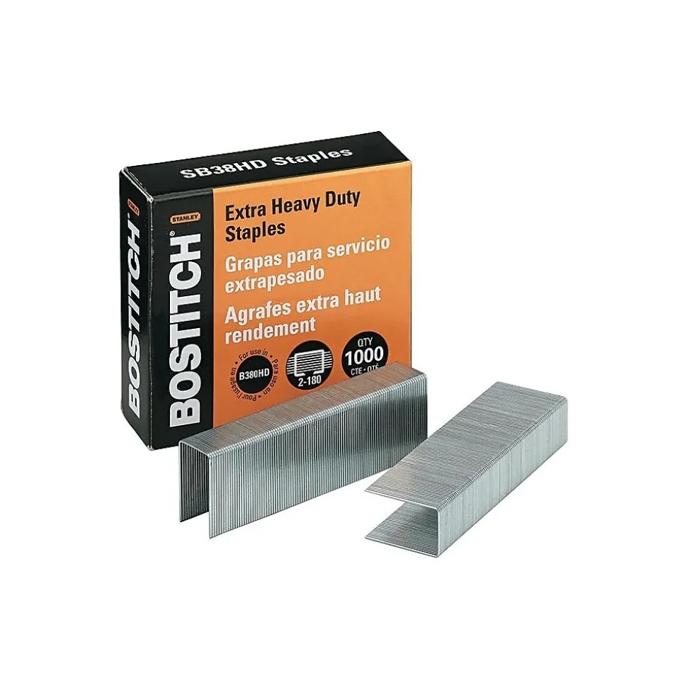 Bostitch 1" Length High Capacity Staples, Full Strip, 1000/Box (SB38HD-1M)