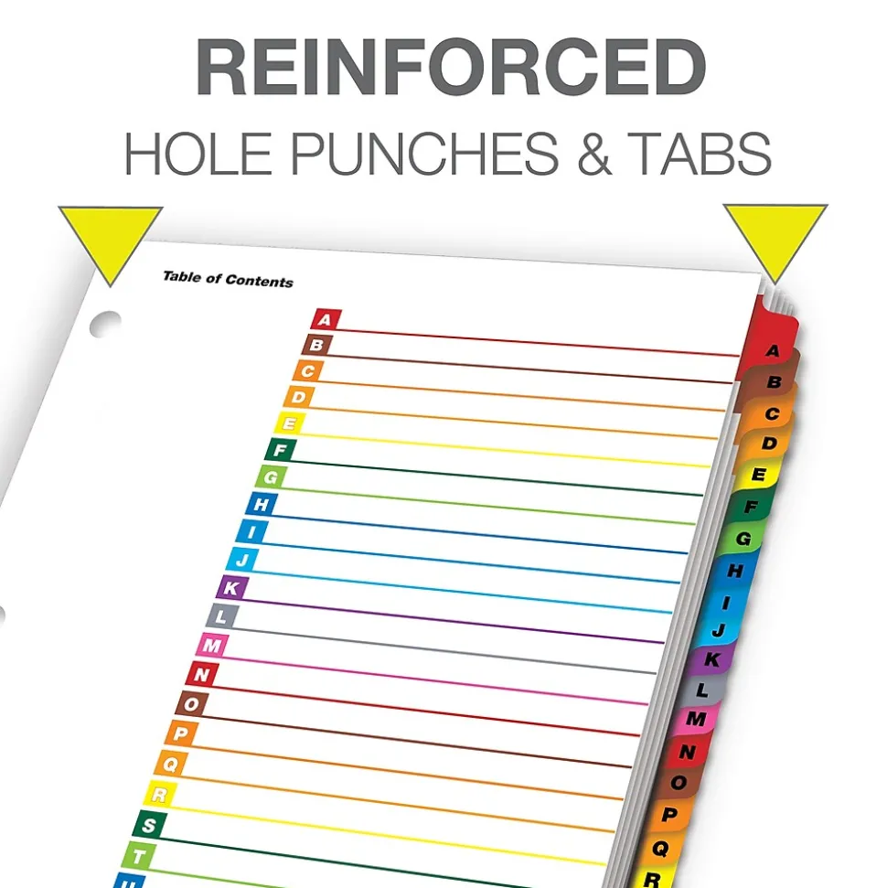 Cardinal OneStep Printable Table of Contents and Dividers, A-Z - 26-Tab, Multicolor, 1/St