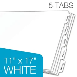 Cardinal Write & Erase Paper Dividers, 5-Tab, White (CRD84270CB)