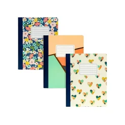 Carpe Diem Floral Love Composition Notebooks, 7.5" x 9.75", College-Ruled, 70 Sheet, Assorted Colors, 3/Pack(9096-CD)