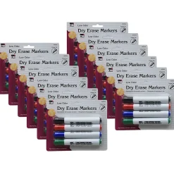Charles Leonard Barrel Style Low Odor Dry Erase Markers, Chisel Tip, Assorted Colors, 4 Per Pack, 12 Packs (CHL47814-12)