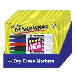 Charles Leonard Low Odor Dry Erase Markers, 5 Per Pack, 12 Packs (CHL76840ST)