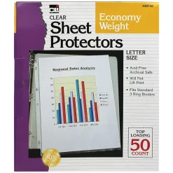 Charles Leonard Sheet Protector, Lightweight, 8-1/2" x 11", Clear, 50/Box, 4 Boxes/Bundle (CHL48145)