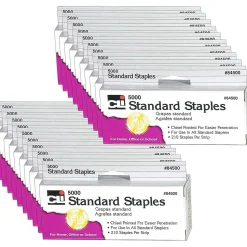 Charles Leonard Standard Staples, 1/4" Leg Length, 5000 Staples/Box, 20 Boxes (CHL84500-20)