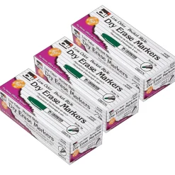 CLI Dry Erase Markers, Bullet Tip, Green, 12/Pack, 3 Packs (CHL47325-3)
