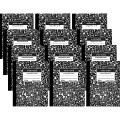 C-Line Composition Notebooks, 100 Sheets, Wide Ruled, Black Marble, 12/Pack (CLI22024-12)