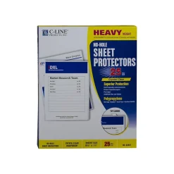 C-Line Heavyweight No-Hole Sheet Protectors, 8-1/2" x 11", Clear, 25/Box (62907)