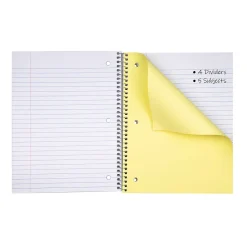 C-Line 5-Subject Subject Notebooks, Wide Ruled, 180 Sheets, Assorted Colors, 3/Bundle (CLI22051-3)