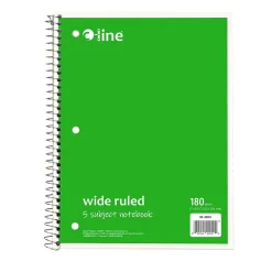 C-Line 5-Subject Subject Notebooks, Wide Ruled, 180 Sheets, Assorted Colors, 3/Bundle (CLI22051-3)
