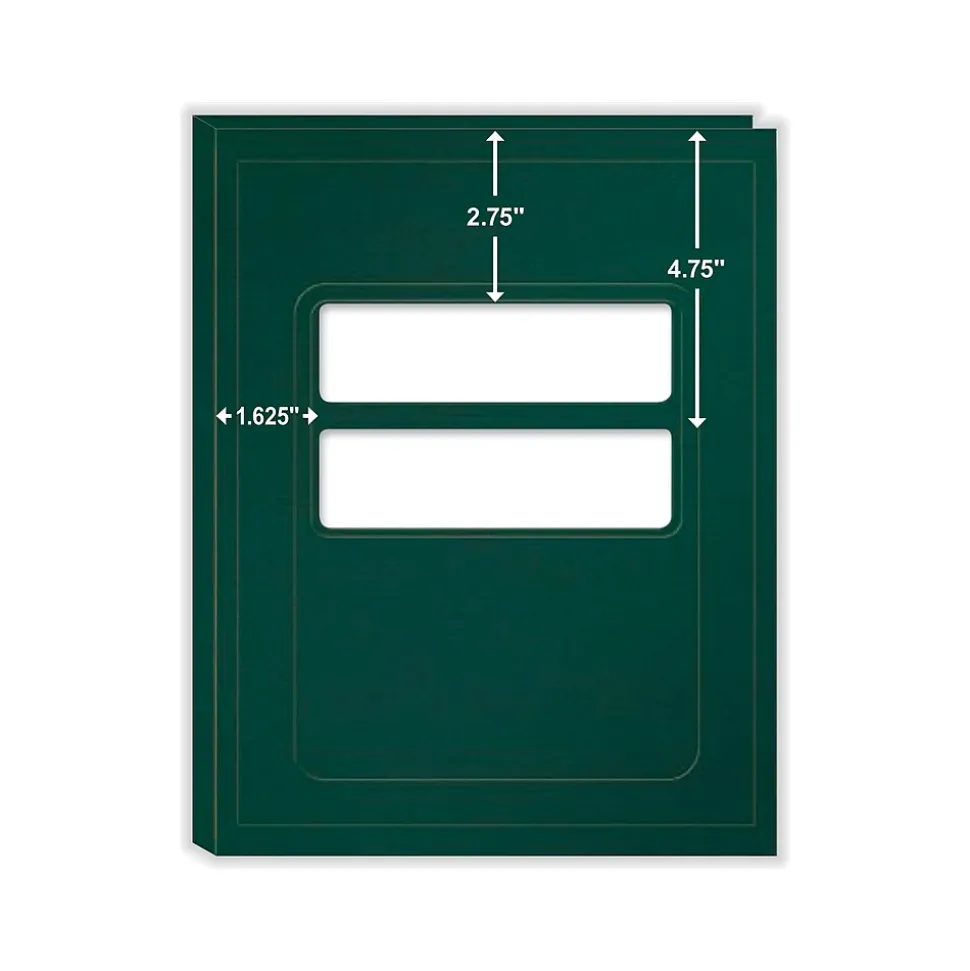 ComplyRight Double-Window Tax Presentation Folder, Emerald Green, 50/Pack (FG04)