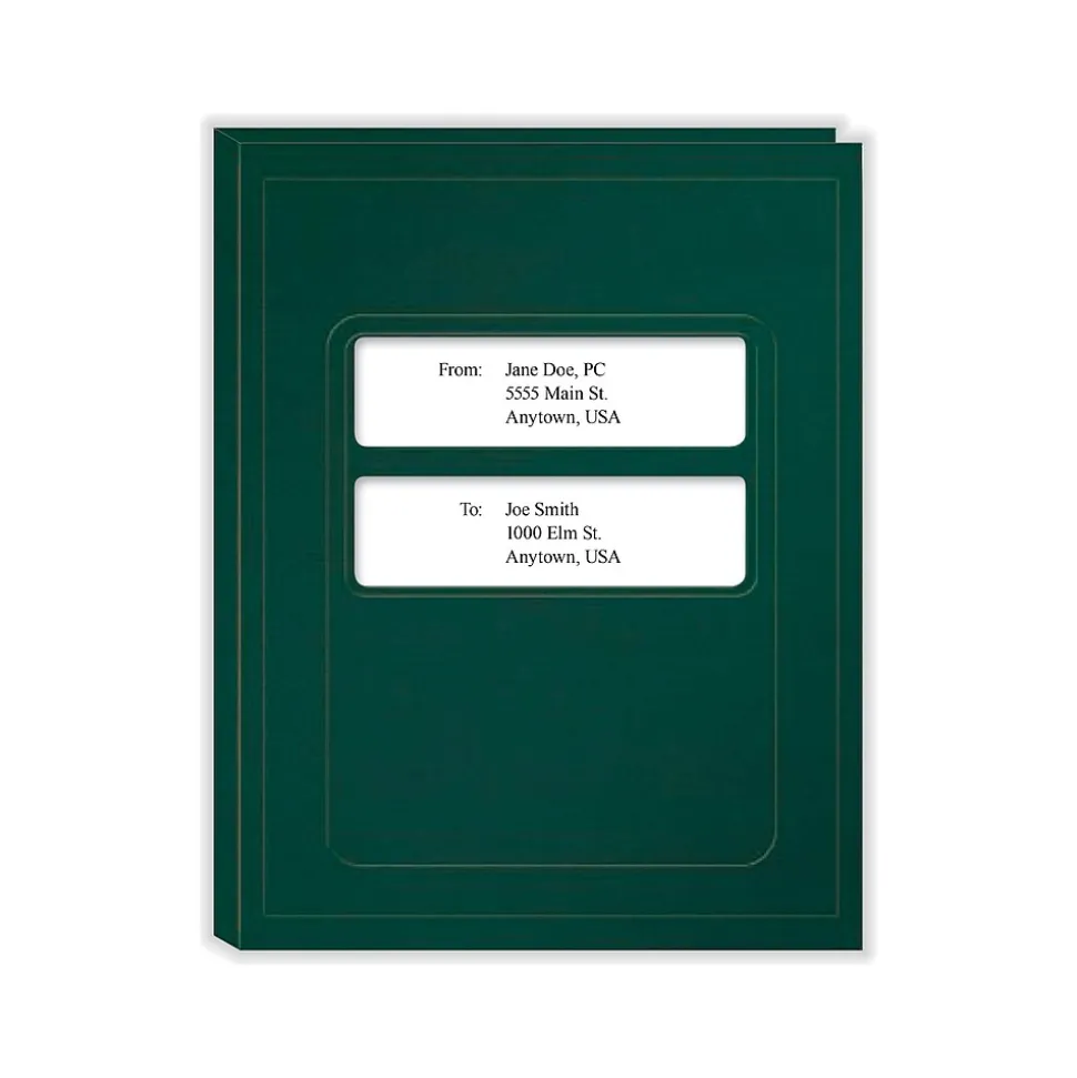 ComplyRight Double-Window Tax Presentation Folder, Emerald Green, 50/Pack (FG04)