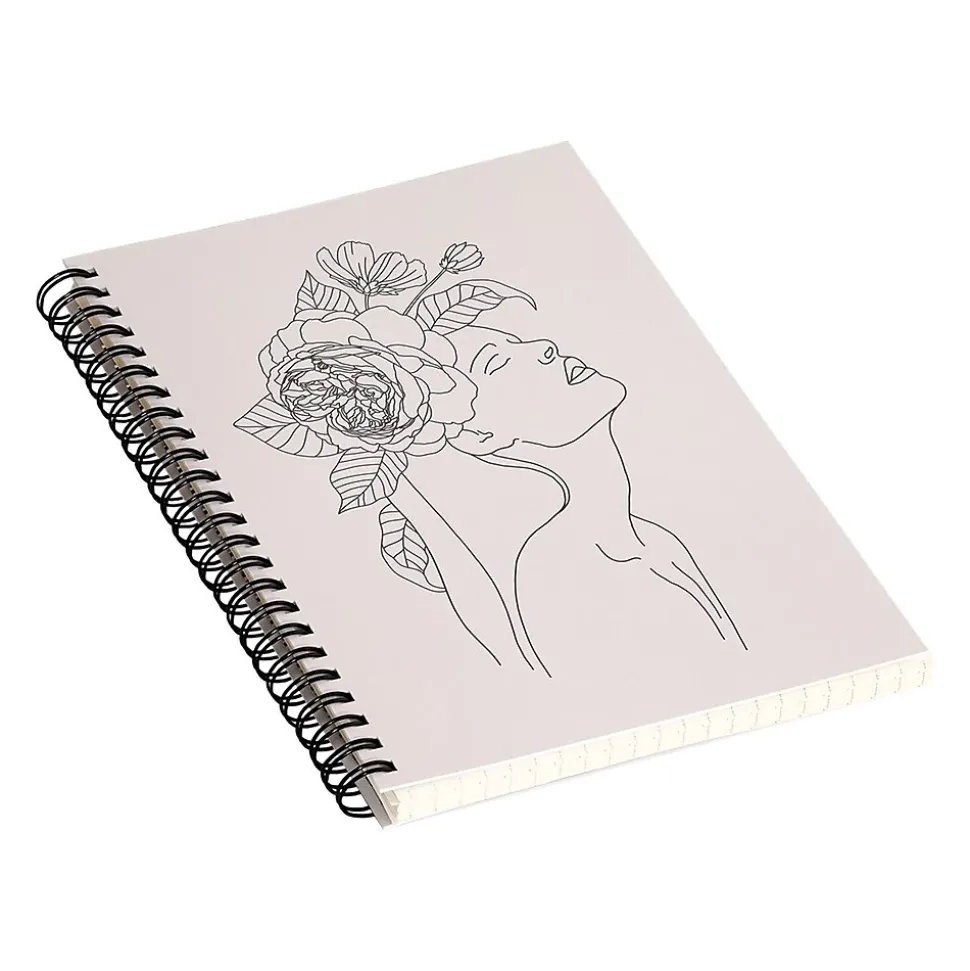DENY Designs Alexandria Botany I by Iveta Abolina Professional Notebooks, 5.5" x 8.25", Dotted, 40 Sheets, Beige (71323-NOBS01)