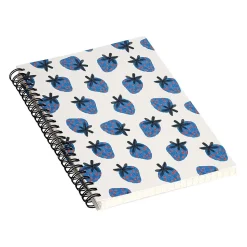 DENY Designs Blue Strawberries by Alisa Galitsyna Professional Notebooks, 5.5" x 8.25", Dotted, 40 Sheets, White (74753-NOBS01)