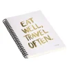 DENY Designs Eat Well Travel Often Gold by Cat Coquillette Notebook, 5.5" x 8.25", Dotted Ruled, 40 Sheets, White