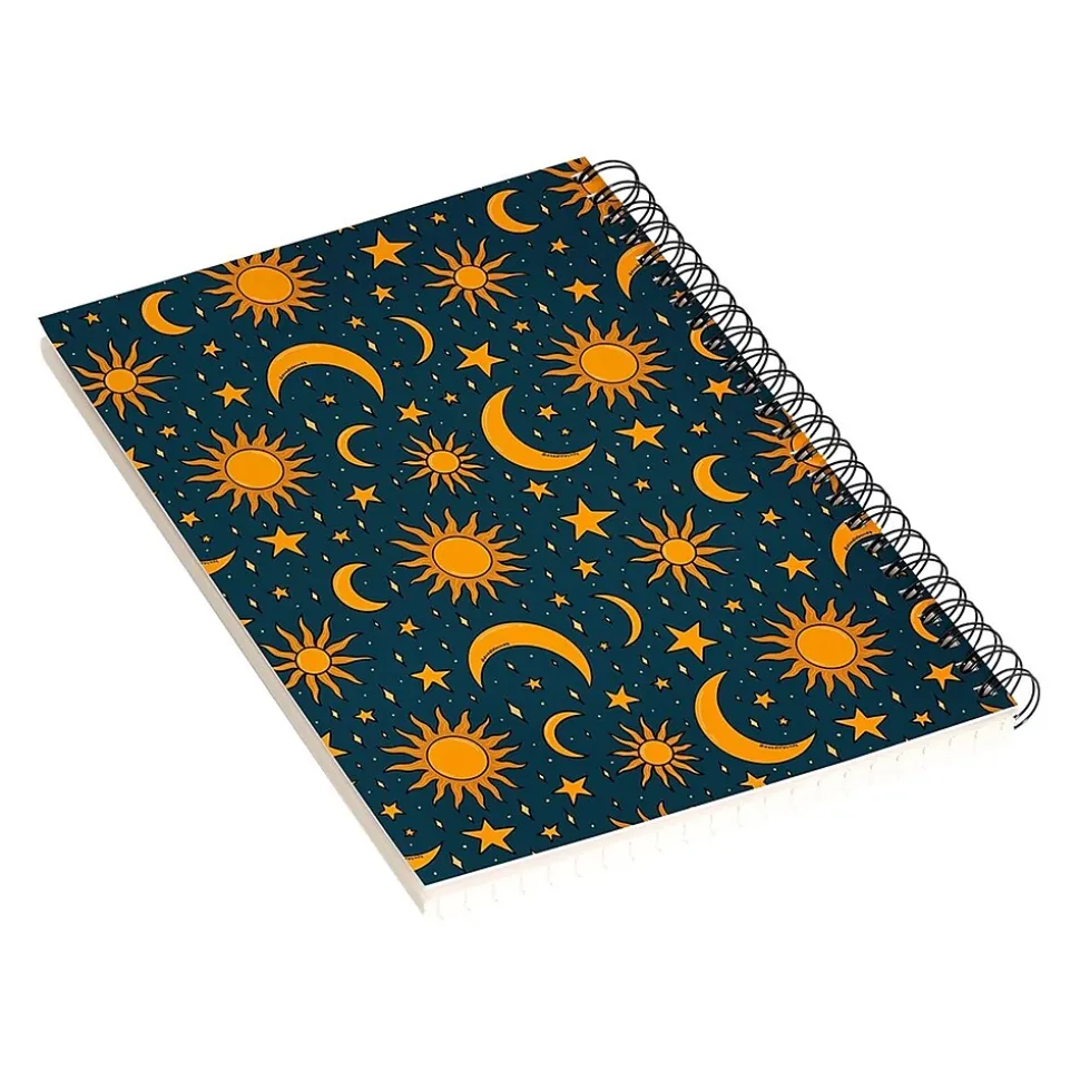 DENY Designs Vintage Sun and Star in Navy by Doodle by Meg Notebook, 5.5" x 8.25", Dotted, 40 Sheets (74738-nobs01)
