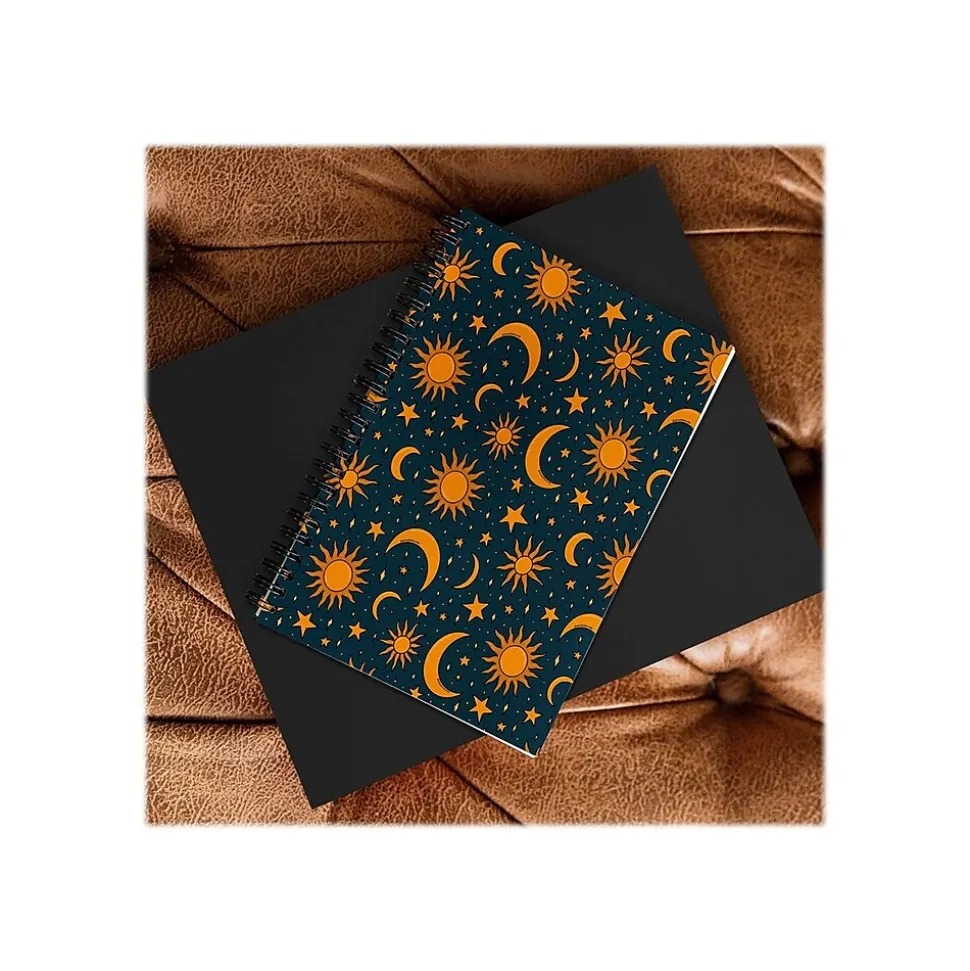 DENY Designs Vintage Sun and Star in Navy by Doodle by Meg Notebook, 5.5" x 8.25", Dotted, 40 Sheets (74738-nobs01)