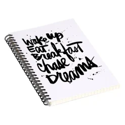 DENY Designs Wake Up by Kal Barteski Professional Notebooks, 5.5" x 8.25", Dotted, 40 Sheets, White (58761-NOBS01)