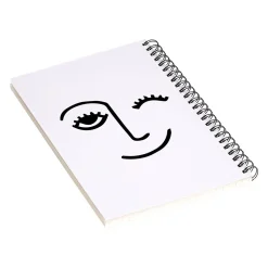 DENY Designs Wink Face by Mambo Art Studio Professional Notebooks, 5.5" x 8.25", Dotted, 40 Sheets, White (68797-NOBS01)