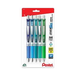 EnerGel RTX Retractable Gel Pens, Medium Point, 0.7mm, Assorted Inks, 5/Pack (BL77LEFBP5M)