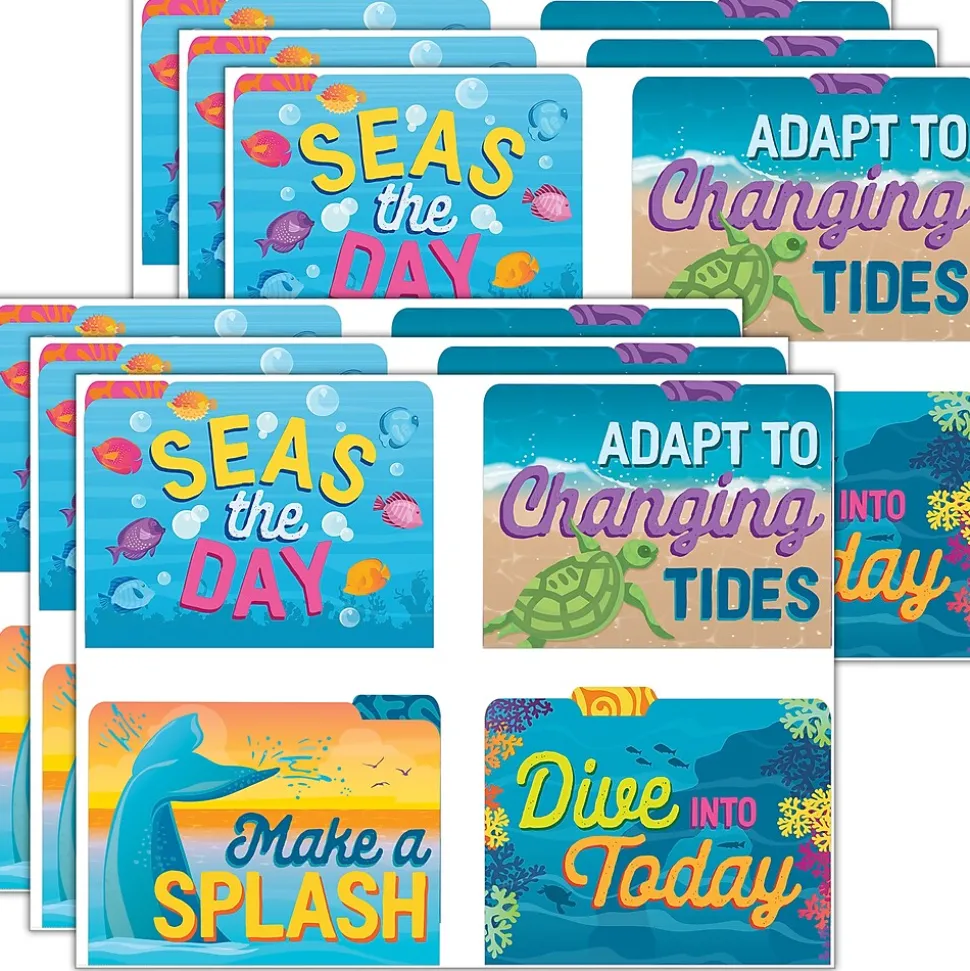 Eureka Seas the Day File Folder, 1-Tab, Letter/Legal Size, Multicolored, 4/Pack, 6 Packs/Bundle (EU-866455-6)