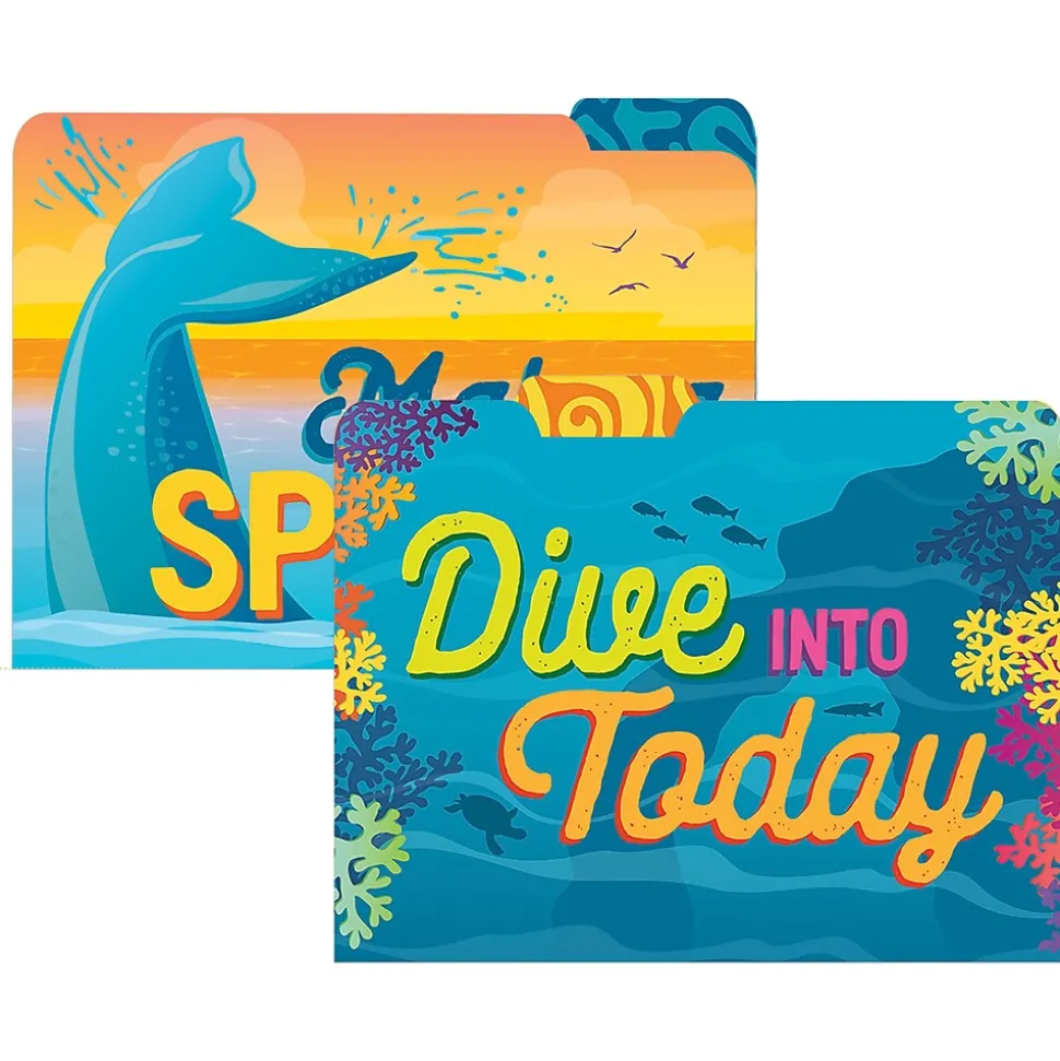 Eureka Seas the Day File Folder, 1-Tab, Letter/Legal Size, Multicolored, 4/Pack, 6 Packs/Bundle (EU-866455-6)