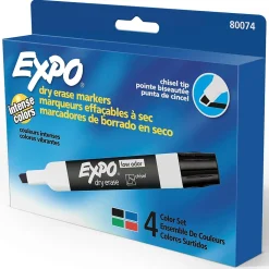 Expo Dry Erase Marker, Chisel Point, Assorted, 4/Pack (80074)