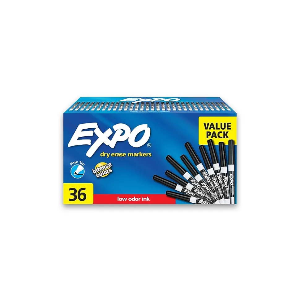 Expo Dry Erase Markers, Fine Tip, Black, 36/Pack (1921062)