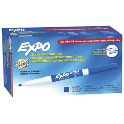 Expo Dry Erase Markers, Fine Tip, Blue, 12/Pack (86003)