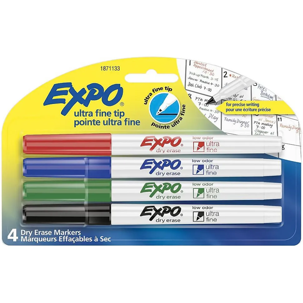 Expo Dry Erase Markers, Ultra Fine Tip, Assorted, 4/Pack (1871133)