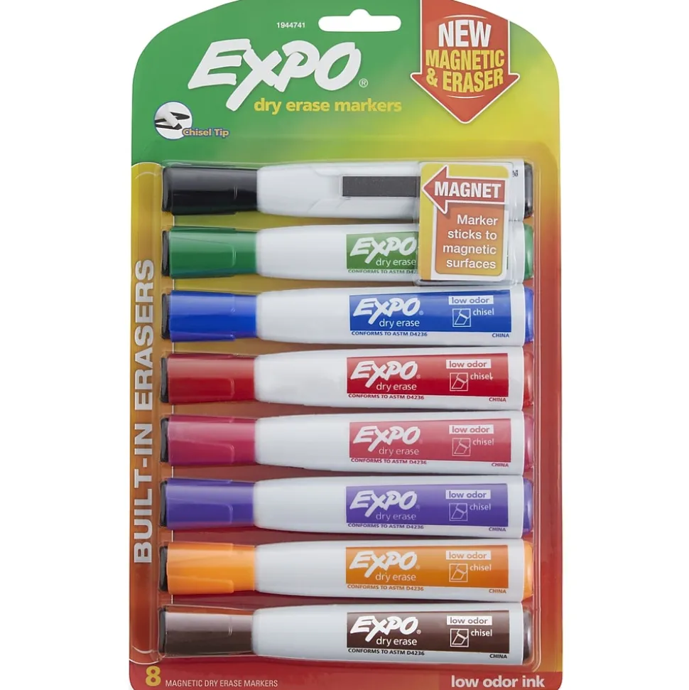 Expo Magnetic Dry Erase Markers, Chisel Tip, Assorted, 8/Pack (1944741)