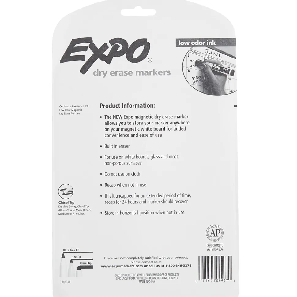 Expo Magnetic Dry Erase Markers, Chisel Tip, Assorted, 8/Pack (1944741)