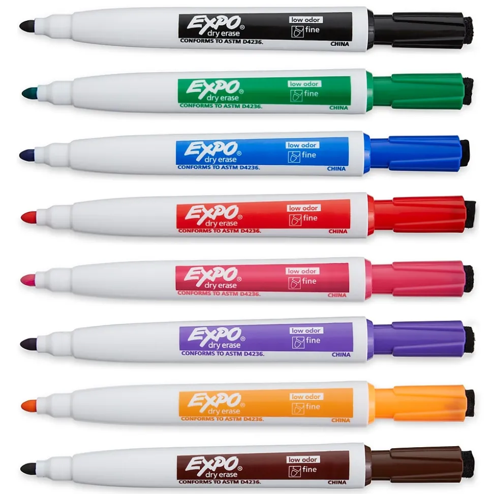 Expo Magnetic Tank Dry Erase Marker, Fine Tip, Assorted, 8/Pack (1944748)
