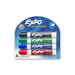 Expo Tank Dry Erase Marker, Chisel Tip, Assorted, 4/Pack (80174)