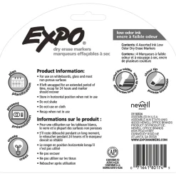 Expo Tank Dry Erase Marker, Chisel Tip, Assorted, 4/Pack (80174)